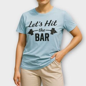 Zelos Curvy Blue Graphic “Let’s Hit The Bar” Women's Athletic Top Tee Size 0X